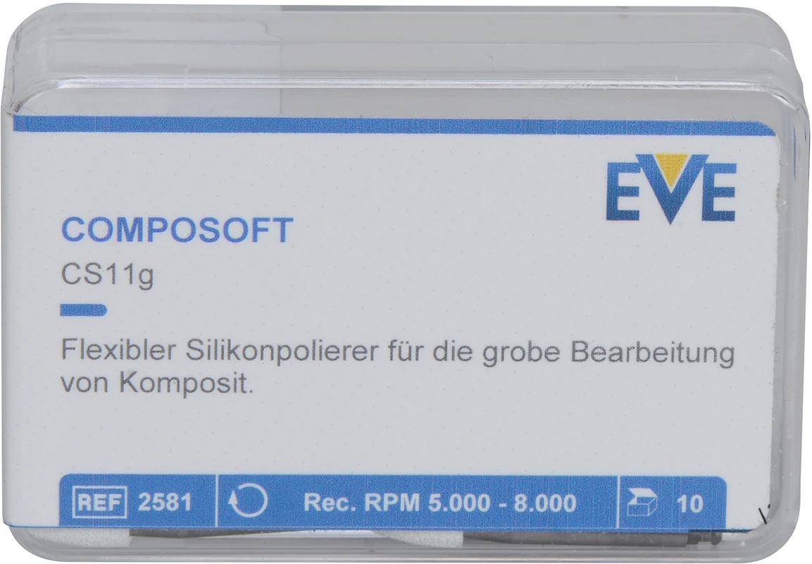 EVE COMPOSOFT Packung 10 Stück weiß grob, RA, Figur kleine Spitze, 3 x 7,5 mm