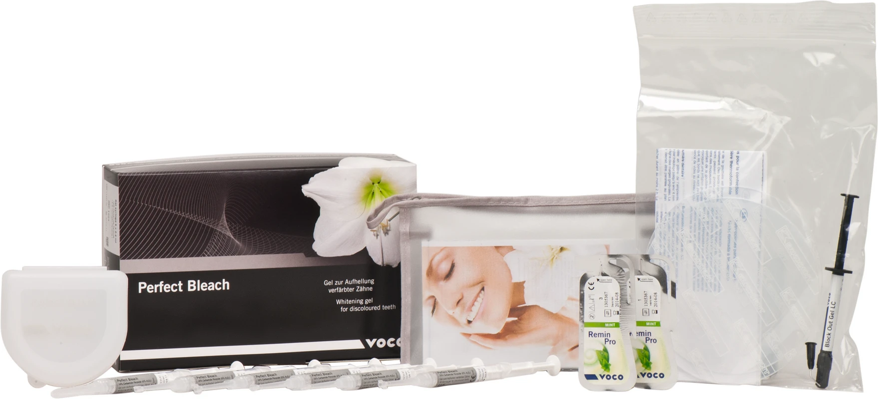 Perfect Bleach 16% Set 6 x 2,4 ml Spritze 16 % Bleaching Gel, Zubehör
