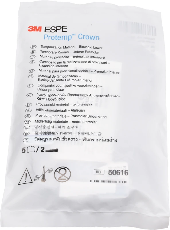 Protemp™ Crown Packung 5 Stück unterer Prämolar, 1 Stückmesslehre