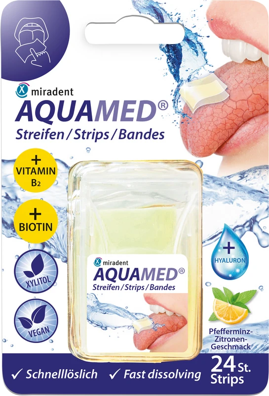 miradent AQUAMED® Streifen Packung 24 Stück zitroniger Minzgeschmack