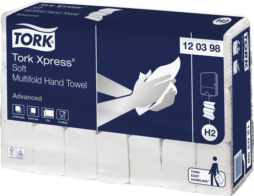 TORK® Xpress® Multifold (Interfold) Handtücher H2 System Karton 21 x 180 Stück 2-lagig, weiß