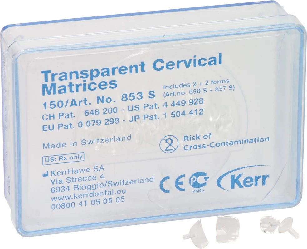 Zervikalmatrizen transparent Packung 150 Matrizen Form 853 S