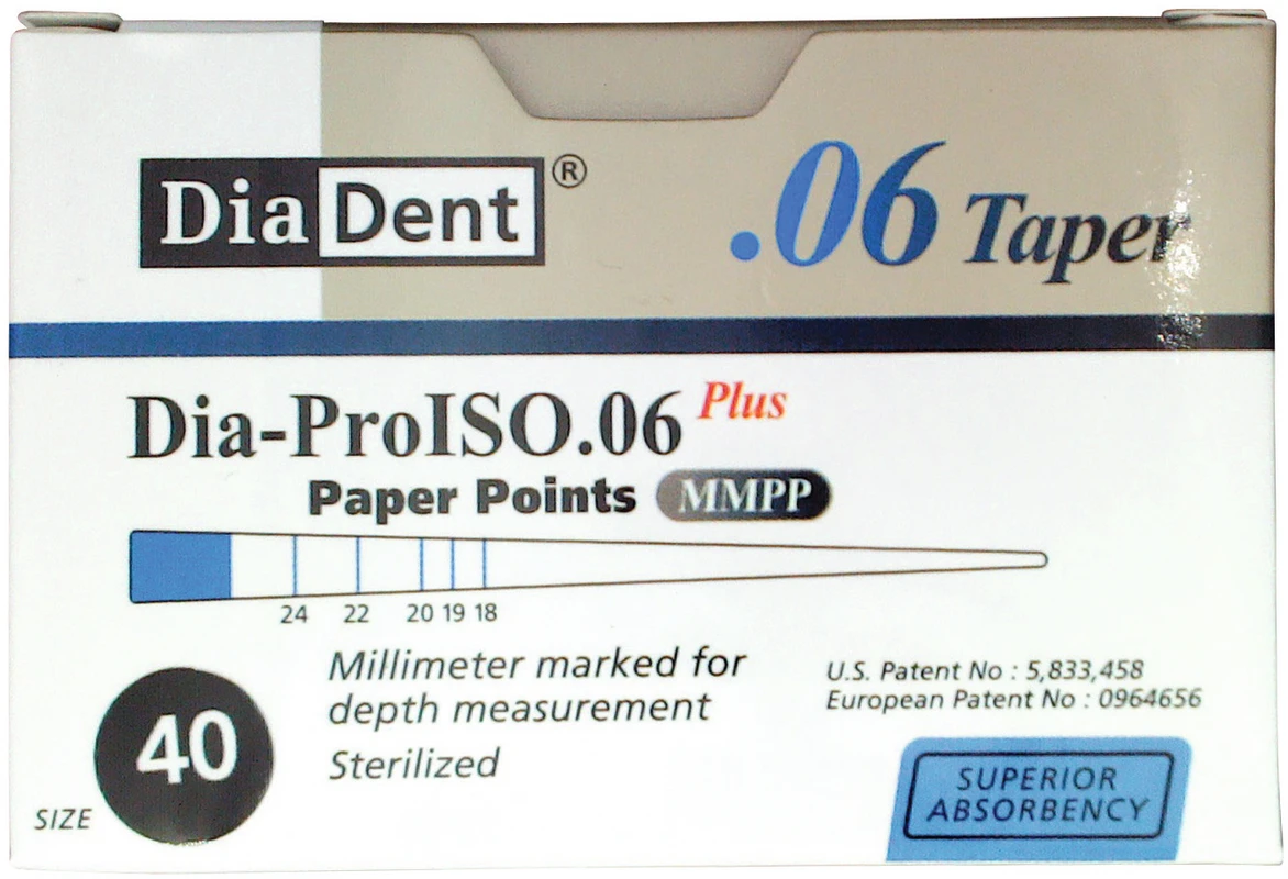 DiaDent® Dia-Pro Paper Points Packung 100 Stück Taper.06, ISO 040