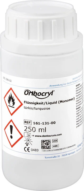 Orthocryl® Flüssigkeit Flasche 250 ml Flüssigkeit türkis Orthocryl® Farbkonzentrat Dentaurum