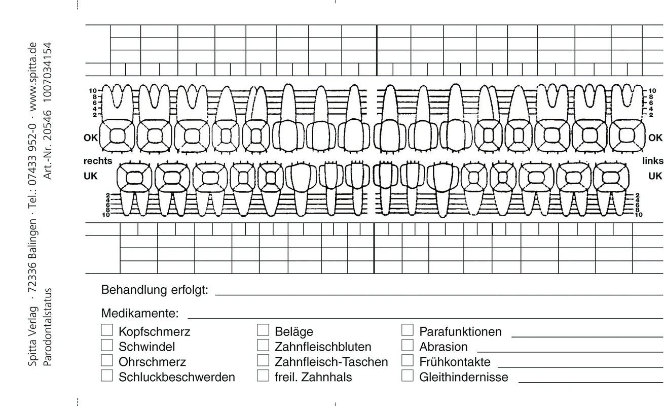 Parodontalstatus Stück 50 Blatt