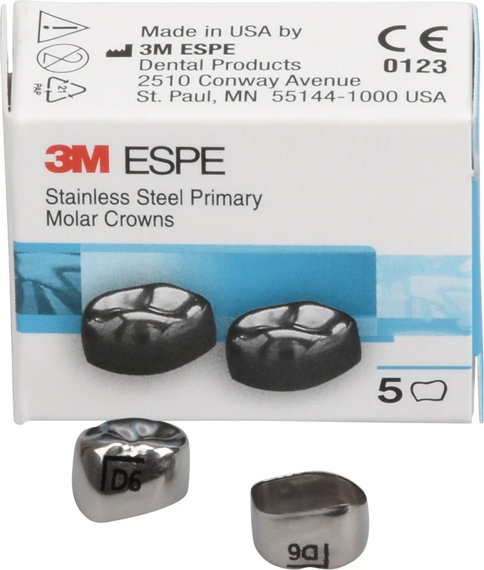 Edelstahlkronen Packung 5 Stück D-LL-6, für Milchmolaren