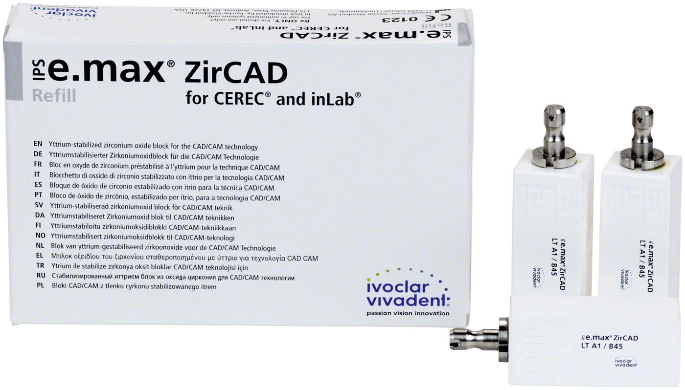 IPS e.max ZirCAD for CEREC/Inlab Packung 3 Stück LT A1 B45 IPS e.max ZirCAD for CEREC/Inlab Ivoclar Vivadent