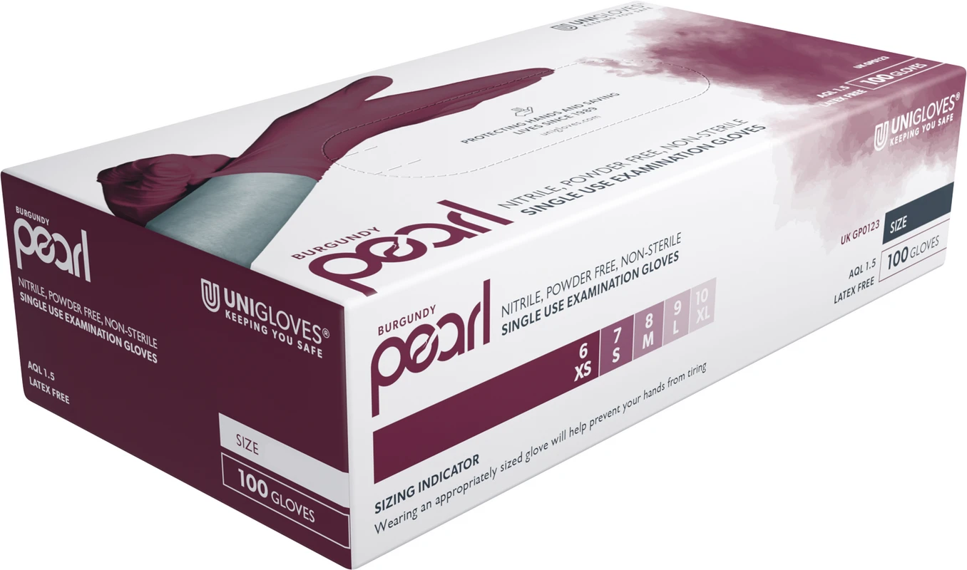 BURGUNDY PEARL® Packung 100 Stück puderfrei, burgundy, S