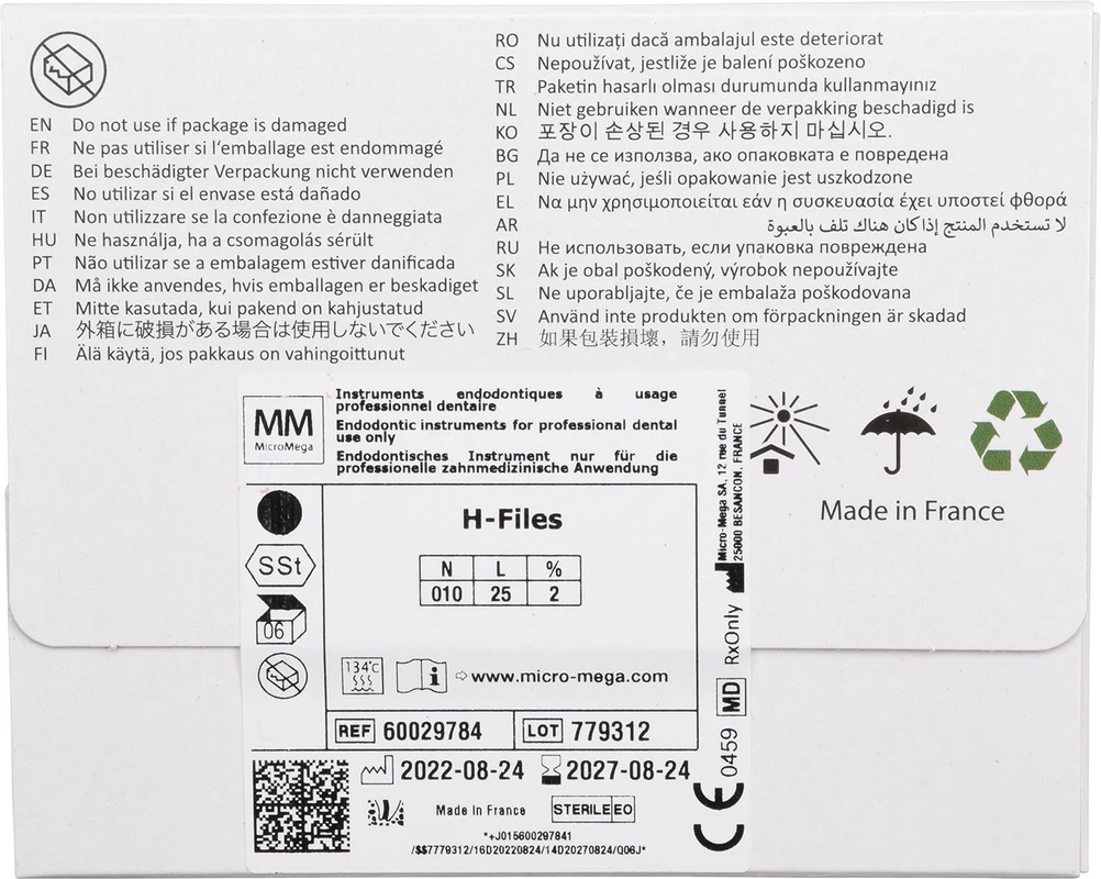 B6 H-Files Packung 6 Stück 25 mm, ISO 010