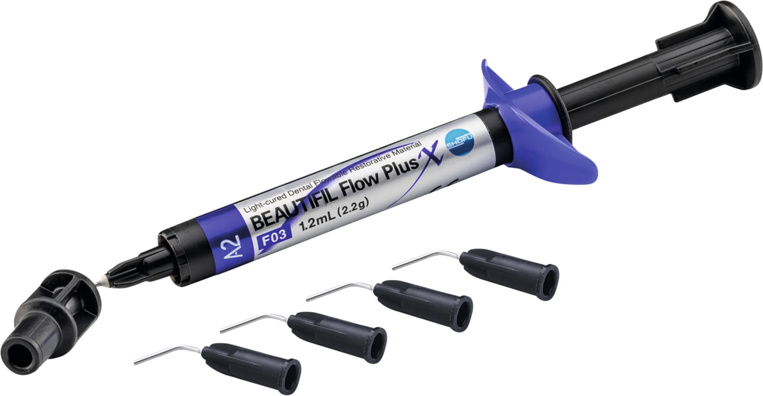BEAUTIFIL Flow Plus X Spritze 2,2 g A1, F03 inklusive 5 Spritzenaufsätze