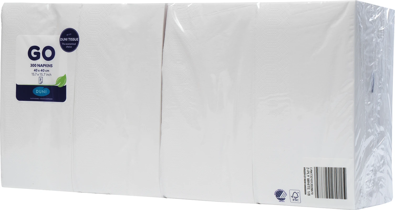 Zelltuchservietten Karton 5 x 300 Stück weiß, 40 x 40 cm, 2-lagig