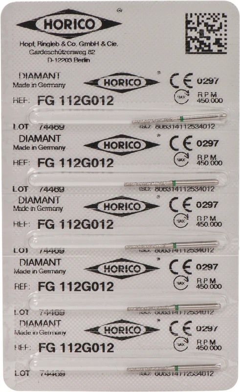 Diamantschleifer 112 Packung 5 Stück grün grob, FG, Figur 112, 10 mm, ISO 012
