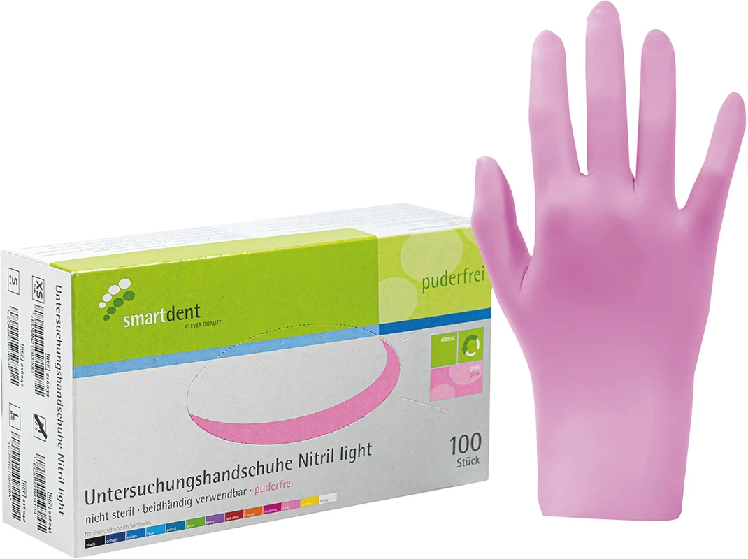 smart Nitrilhandschuhe light Packung 100 Stück puderfrei, pink, XS