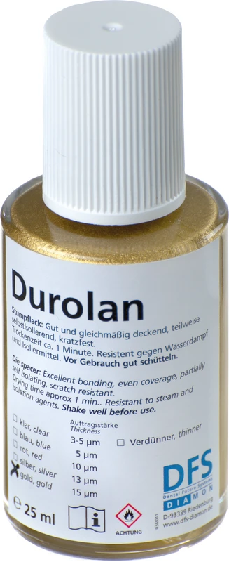 Durolan Flasche 25 ml Stumpflack gold, Schichtstärke 25 µm