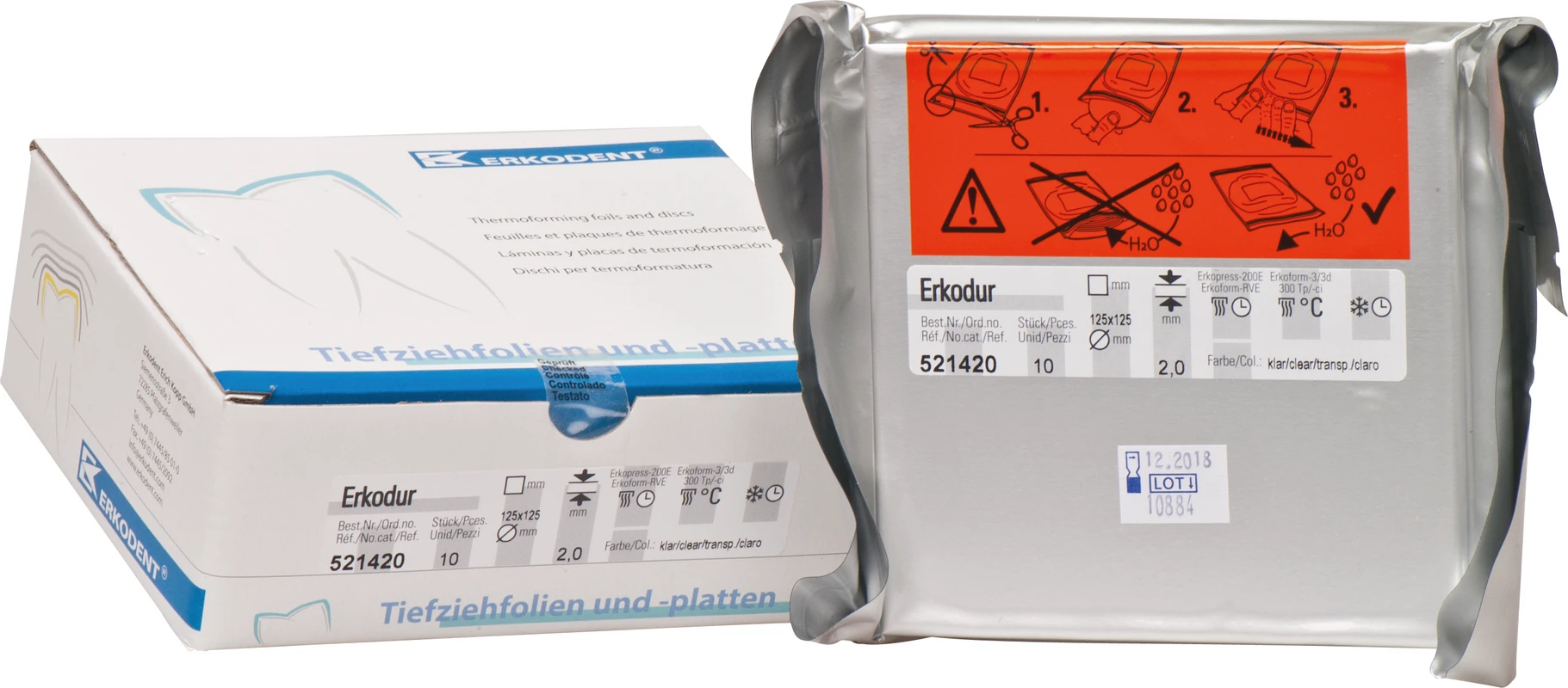 Erkodur Packung 10 Stück klar, 125 x 125 mm, Stärke 2 mm