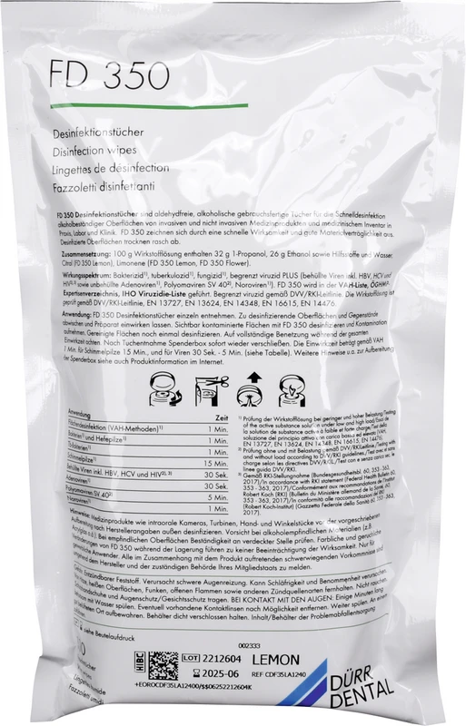 FD 350 Flächen-Desinfektion Nachfüllpackung 12 x 110 Stück Lemon
