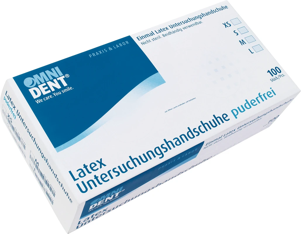 Omni Latex-Untersuchungshandschuhe puderfrei Packung 100 Stück puderfrei, L
