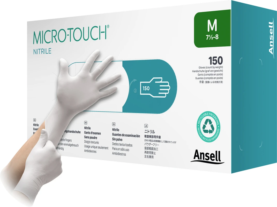 MICRO-TOUCH® Nitrile Packung 150 Stück puderfrei, weiß, L