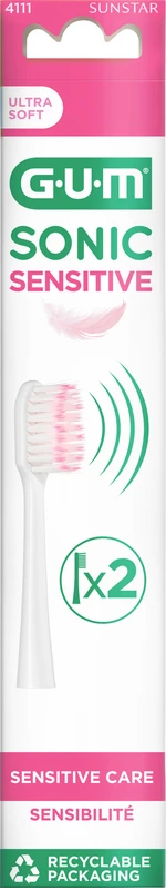 GUM® Sonic Sensitive Ersatzbürsten Packung 2 Stück ultra soft, weiß
