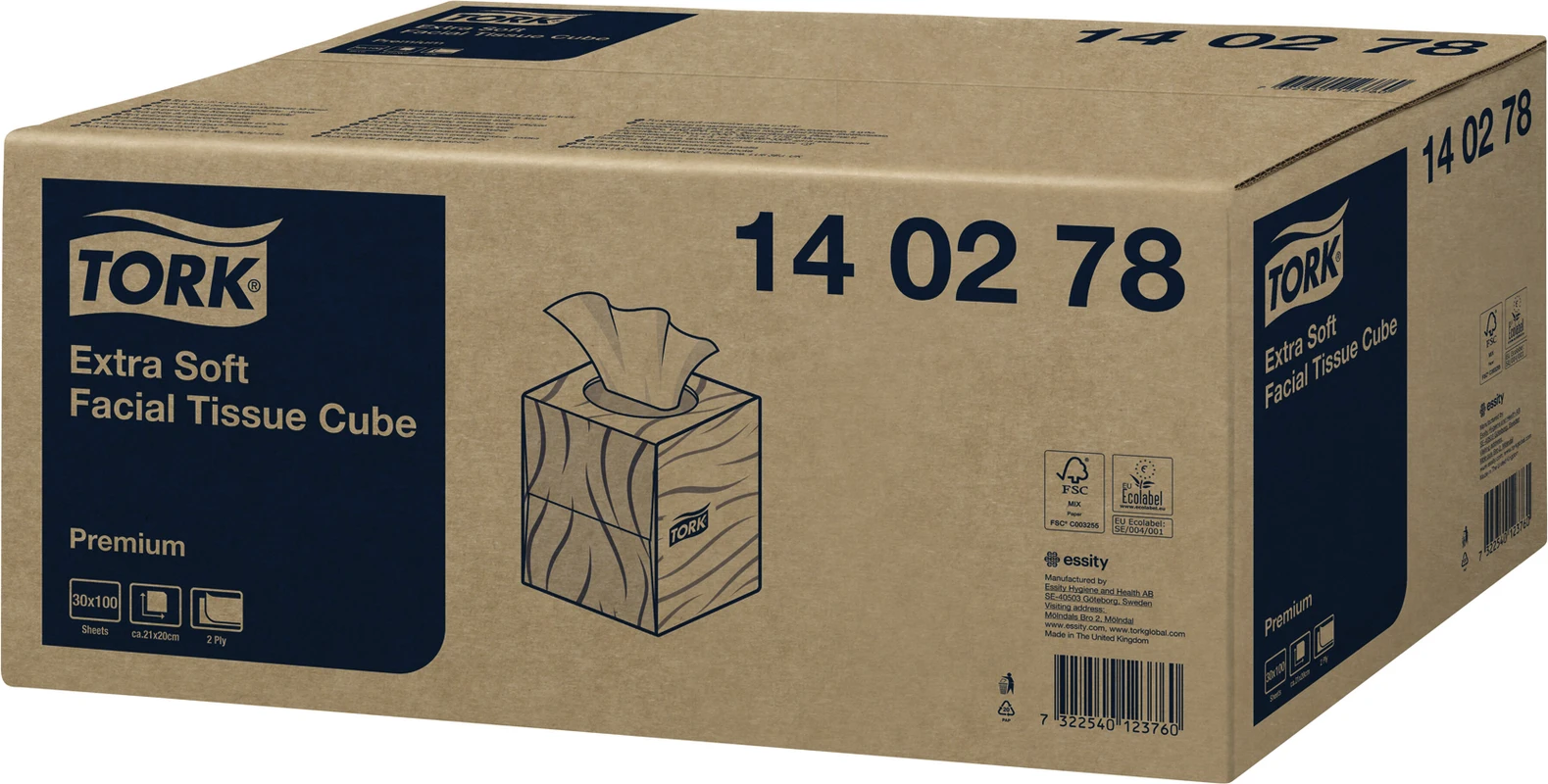 TORK® Premium Kosmetiktuchwürfel Packung 100 Stück 2-lagig, weiß