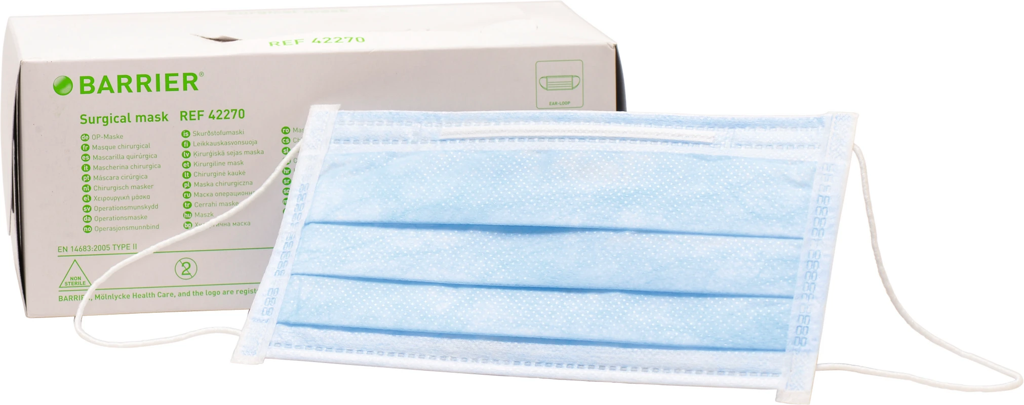 BARRIER® OP-Maske Standard Packung 50 Stück blau, mit Ohrschlaufen, geringer Atemwiderstand, Basic