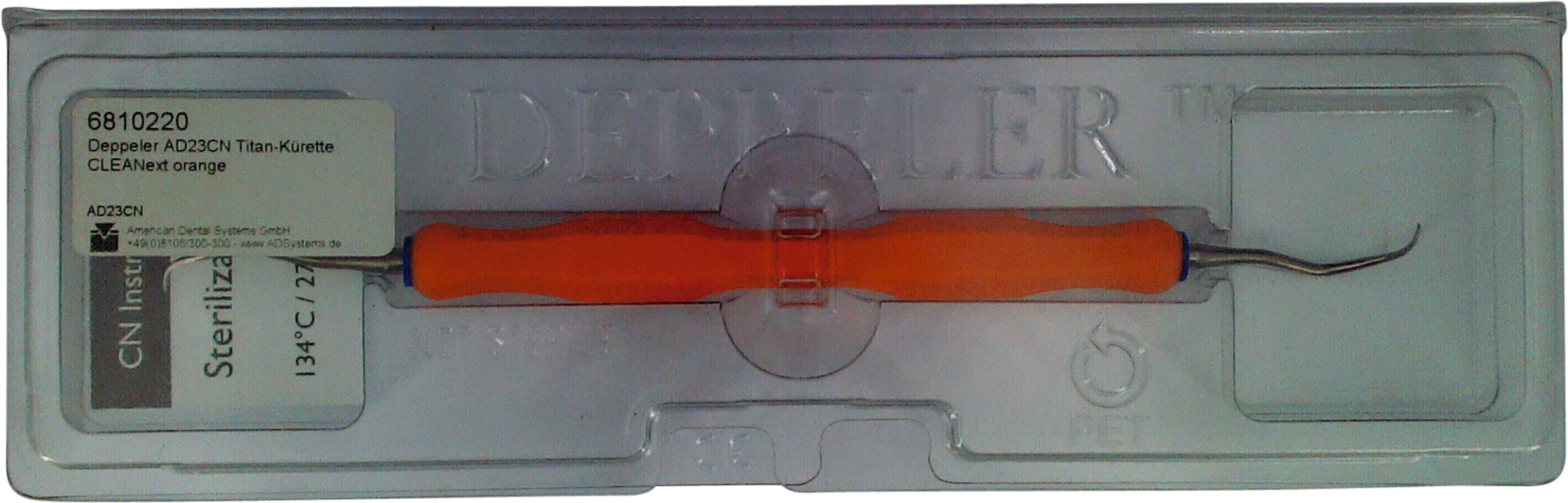 DEPPELER Titan-Implantatküretten Stück CN Griff, orange
