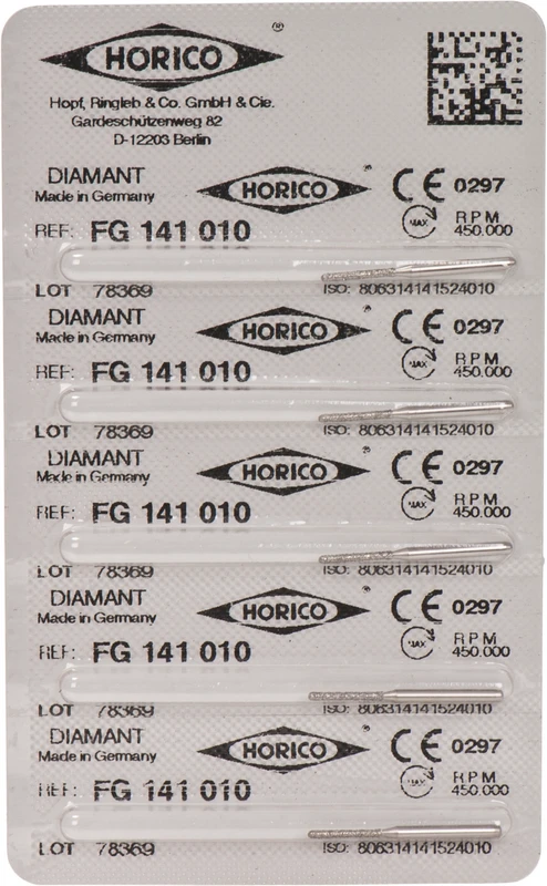 Diamantschleifer 141 Packung 5 Stück FG, Figur 141, 8 mm, ISO 010