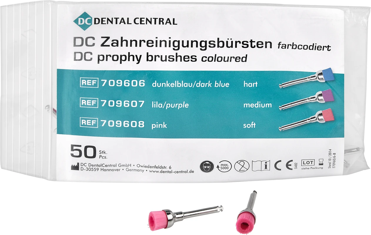 DC Zahnreinigungsbürsten Packung 50 Stück pink, soft
