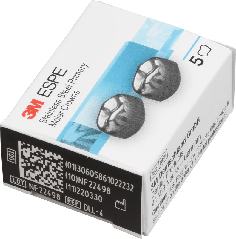 Edelstahlkronen Packung 5 Stück D-LL-4, für Milchmolaren