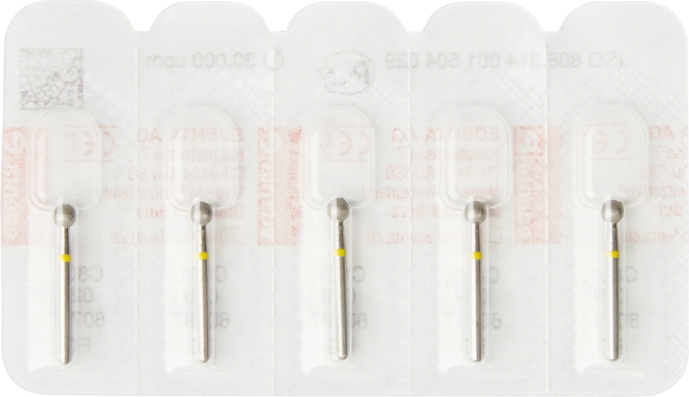 Diamanten 801 Packung 5 Stück gelb superfein, FG, Figur 001 Kugel, ISO 029