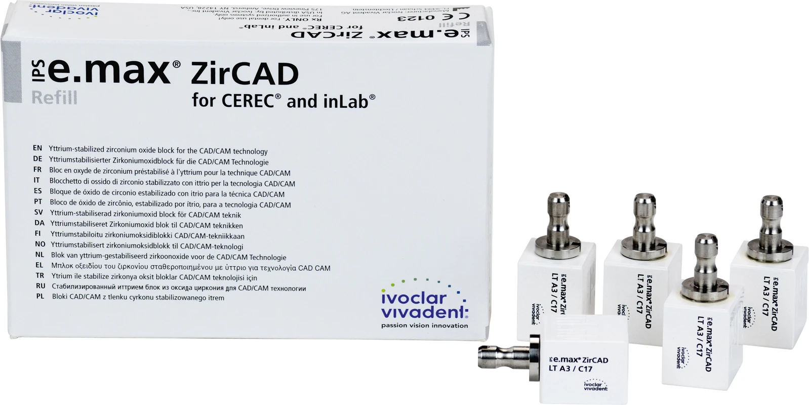 IPS e.max ZirCAD for CEREC/Inlab Packung 5 Stück LT A3 C17