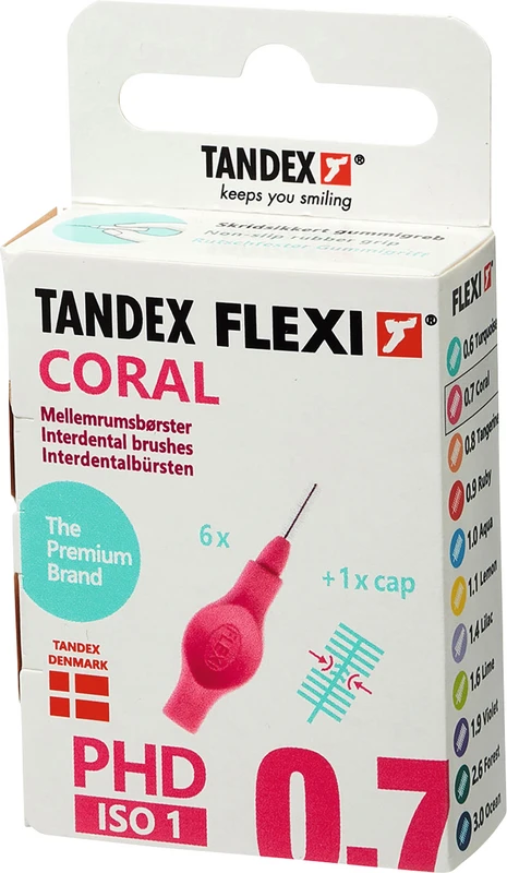 FLEXI® Interdentalbürsten PHD Packung 6 Stück coral, PHD 0.7 (Ø 0,4 mm), ISO 1