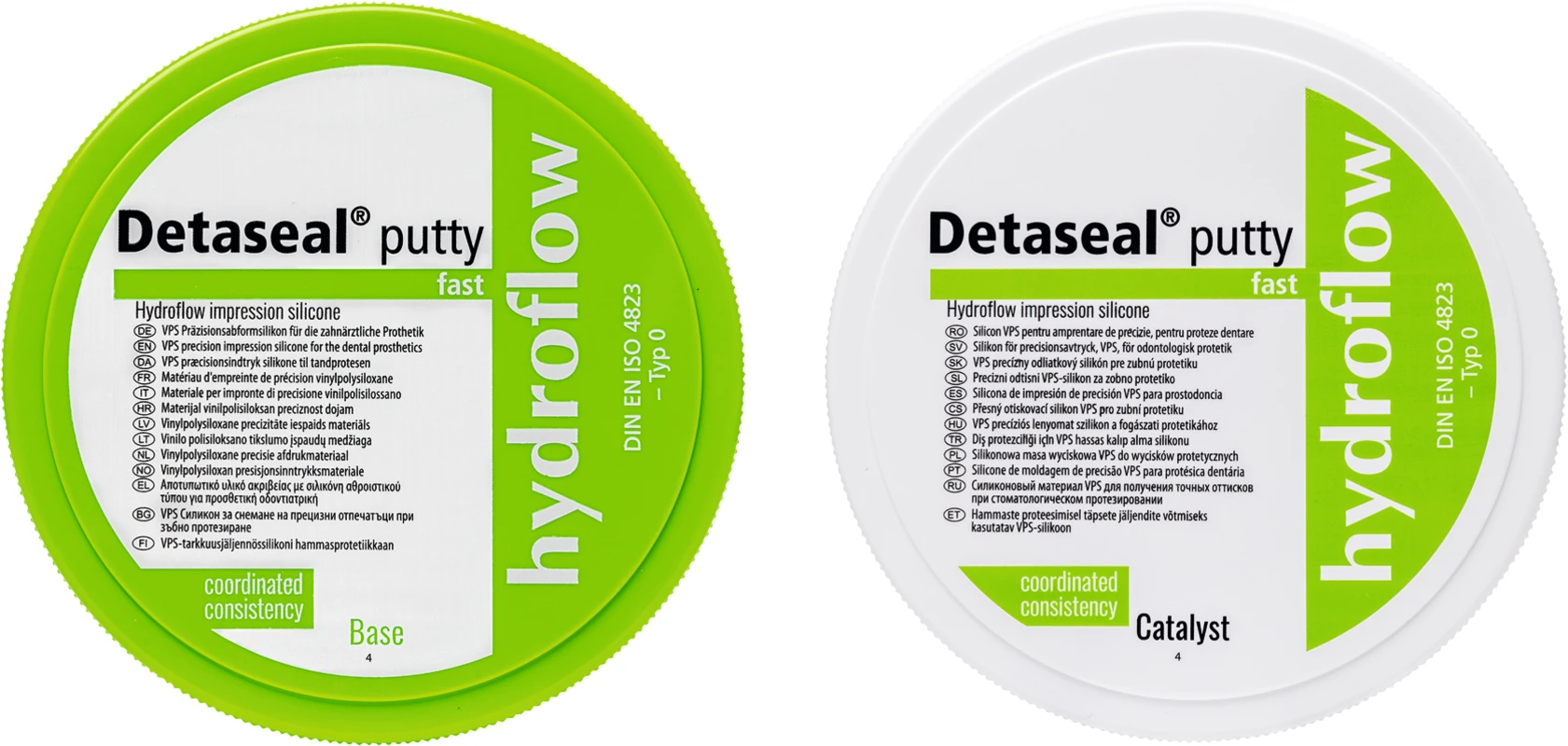 Detaseal® hydroflow putty Packung 250 ml Base, 250 ml Katalysator, Zubehör