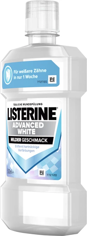 LISTERINE® ADVANCED WHITE MILDER GESCHMACK Flasche 500 ml LISTERINE® ADVANCED WHITE MILDER GESCHMACK Johnson & Johnson