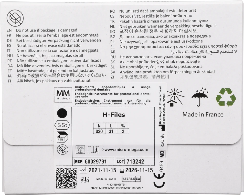 B6 H-Files Packung 6 Stück 31 mm, ISO 020