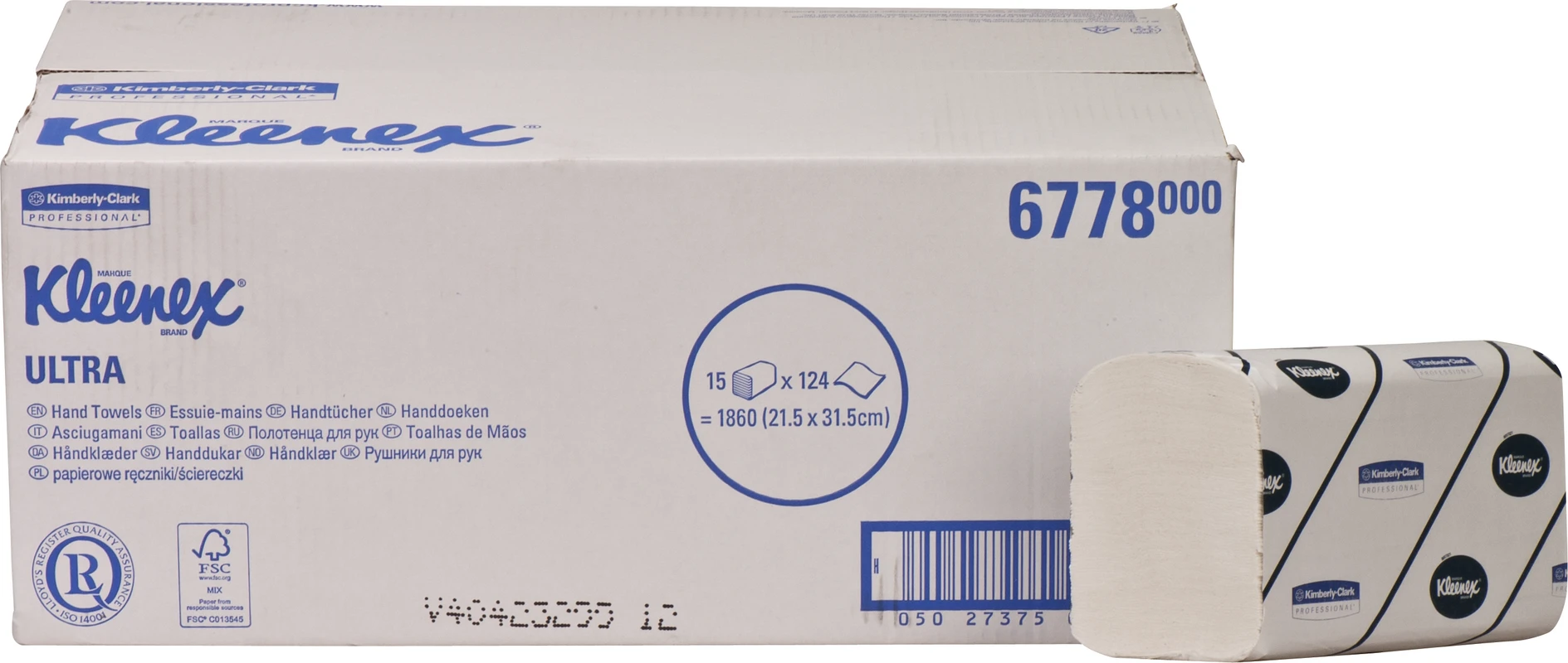 Kleenex® Ultra Karton 15 x 124 Stück 21,5 x 31,5 cm, 2-lagig