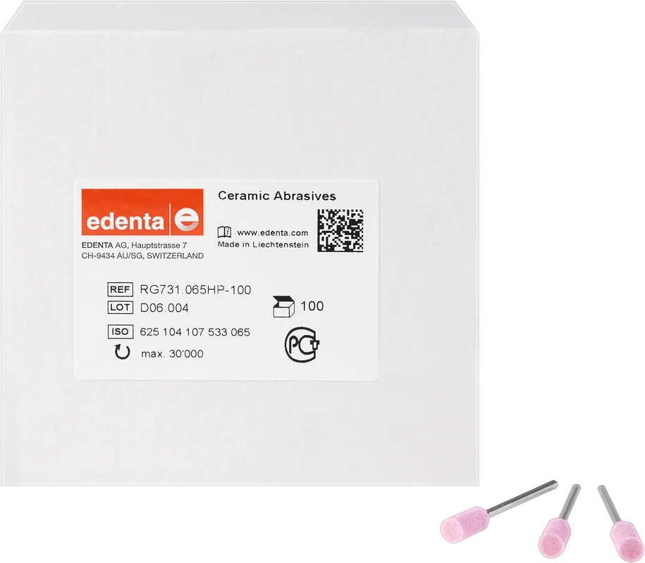 Keramische Schleifer R Packung 100 Stück rosa grob, HP, Figur 107, 13 mm, ISO 065