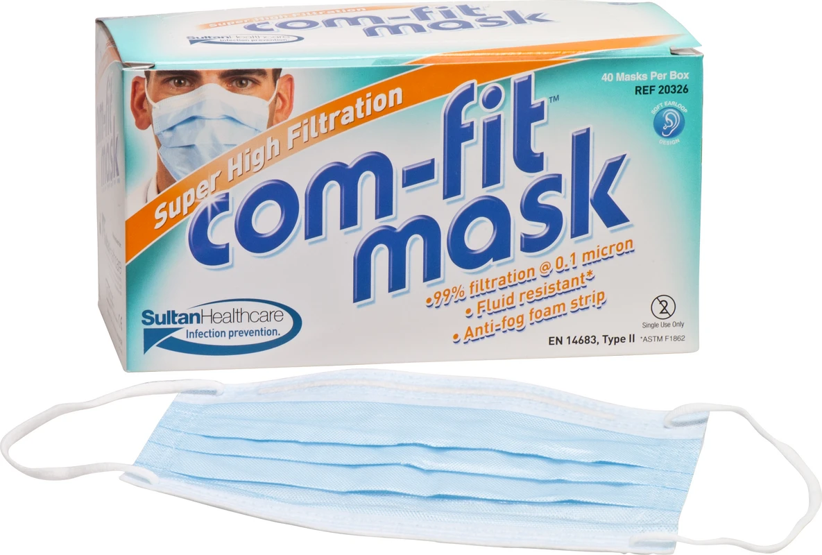 com-fit™ Super High Filtration Face Mask Packung 40 Stück mit Ohrschlinge blau