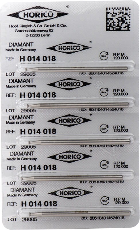 Diamantschleifer H 014 Packung 5 Stück HP, Figur 014, 0,6 mm, ISO 018