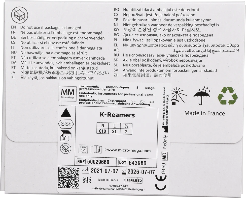 B6 K-Reamers Packung 6 Stück 21 mm, ISO 010