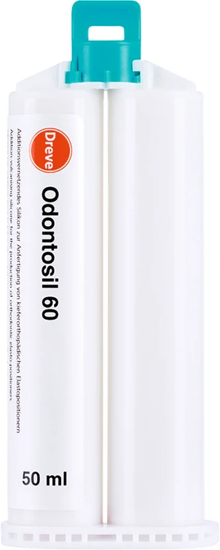 Odontosil Packung 2 x 50 ml Doppelkartusche Shore 60, 12 Mischkanülen grün