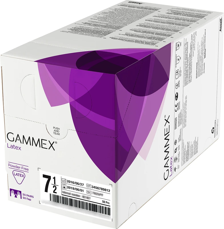 Gammex® Latex Packung 50 Paar puderfrei, natur, Größe 7,5