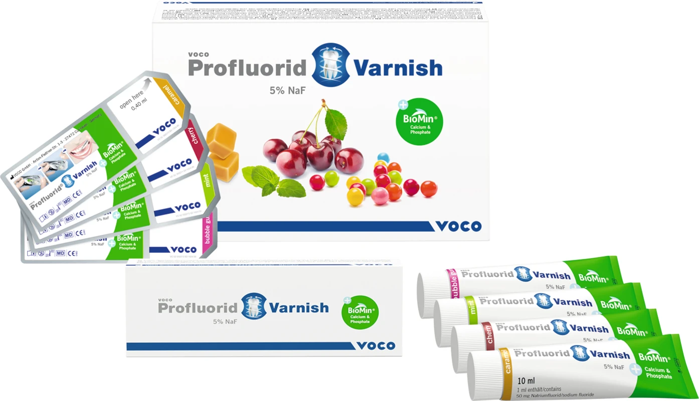Profluorid Varnish + BioMin Packung 200 x 0,4 ml Single Dose cherry