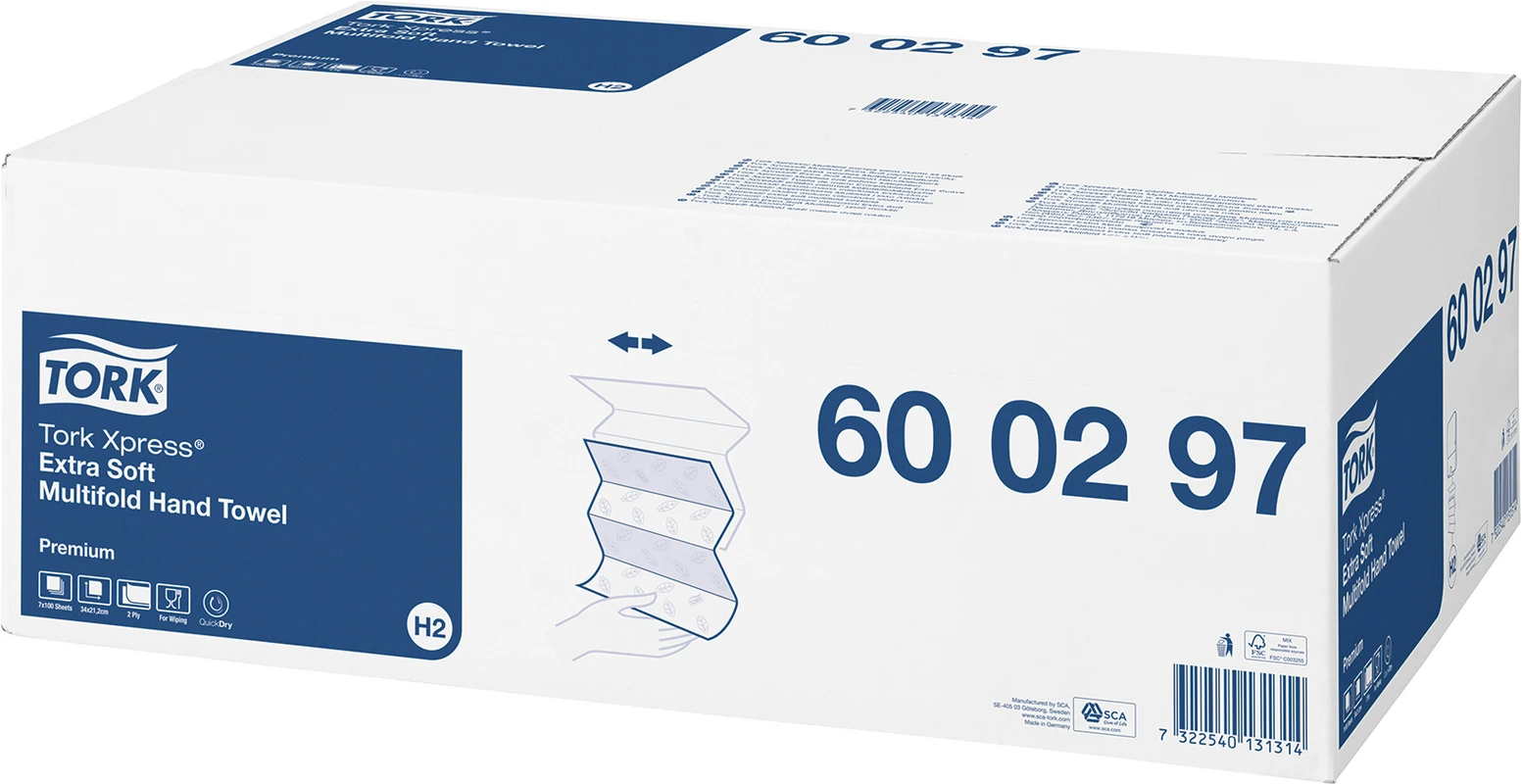 TORK® Xpress® extra weiche Multifold (Interfold) Handtücher H2 System Karton 3 x 7 x 100 Stück 21,2 x 34 cm