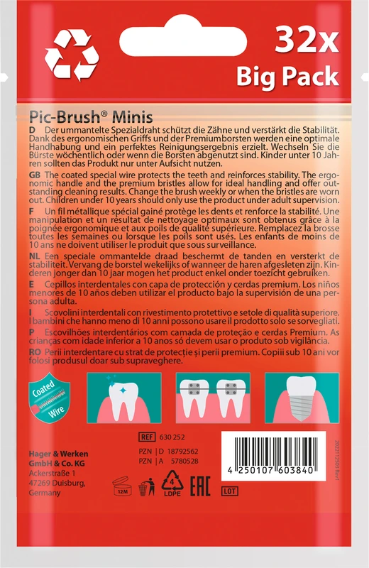 Pic-Brush® Minis Packung 32 Stück rot, fein Ø 0,5 mm