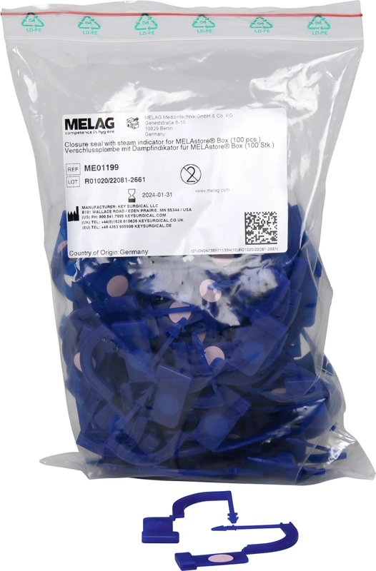 MELAstore-Box Verschlussplomben Packung 100 Stück mit Indikator