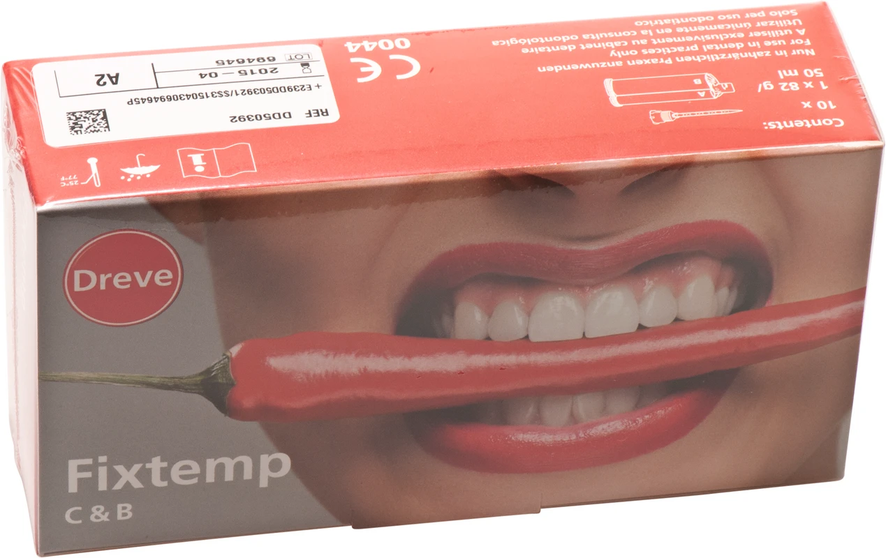 Fixtemp C&B 4:1 Packung 50 ml Doppelkartusche A2, 10 Mischkanülen hellblau