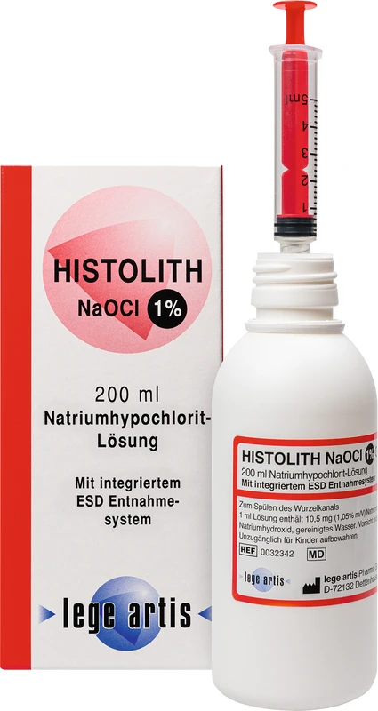 HISTOLITH NaOCI 1% Flasche 200 ml Lösung mit ESD-Entnahmesystem