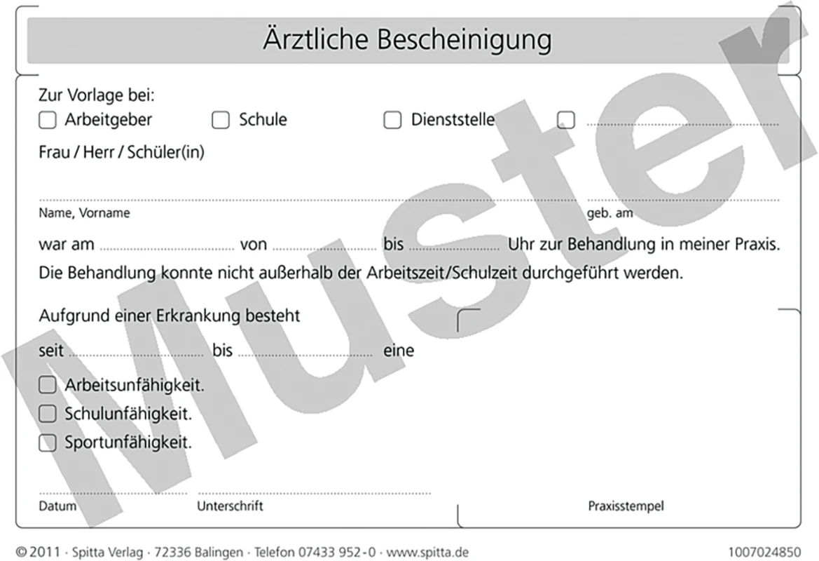 Ärztliche Bescheinigung