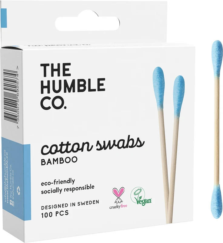 Humble Wattestäbchen Bambus Packung 100 Stück blau